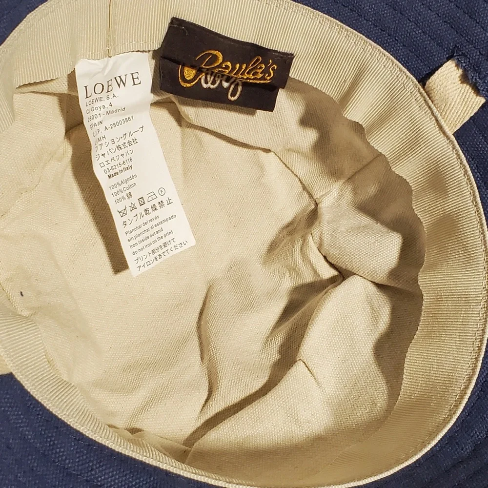 Loewe Navy Canvas Bucket Hat with Black Logo Patch